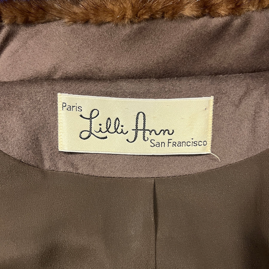 Lilli Ann Brown Wool Suit with Fur Collar