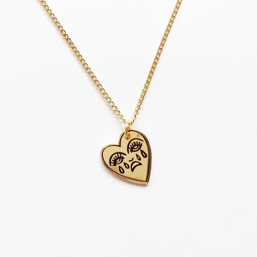 Crying Heart Charm Necklace