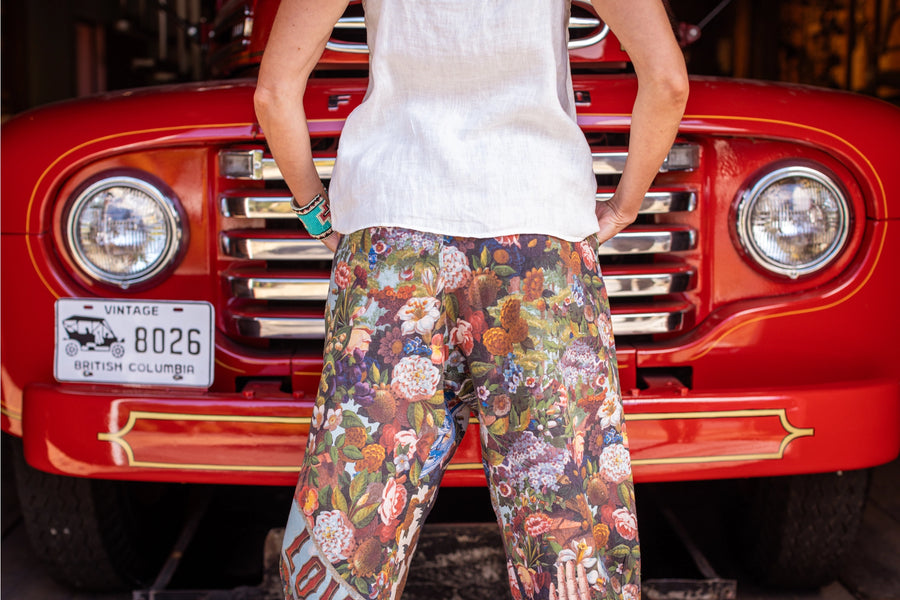 Love Language Boho Linen Floral Cropped Artist Pants