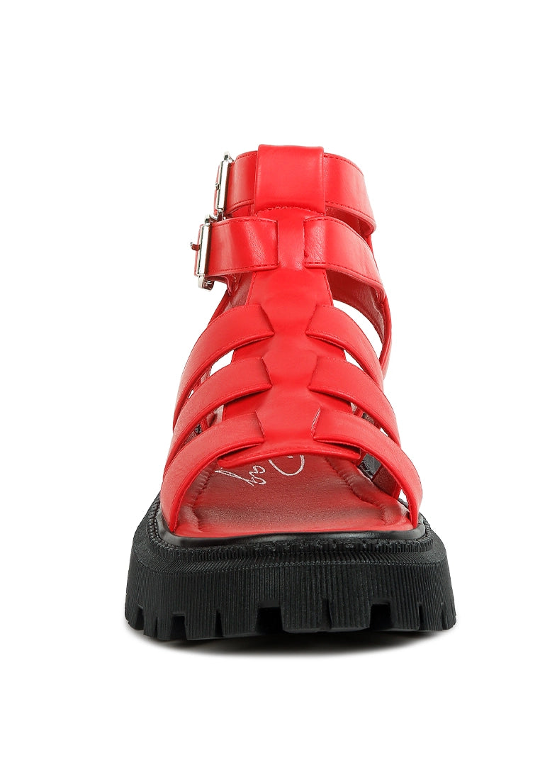 Dewey Chunky Gladiator Sandals - Red