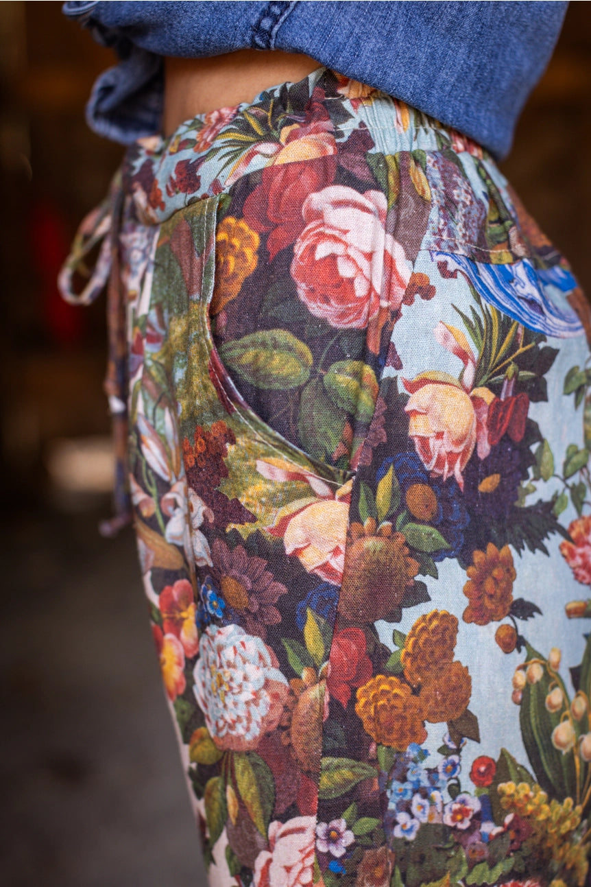 Love Language Boho Linen Floral Cropped Artist Pants