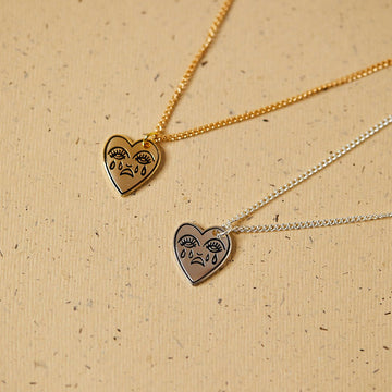 Crying Heart Charm Necklace