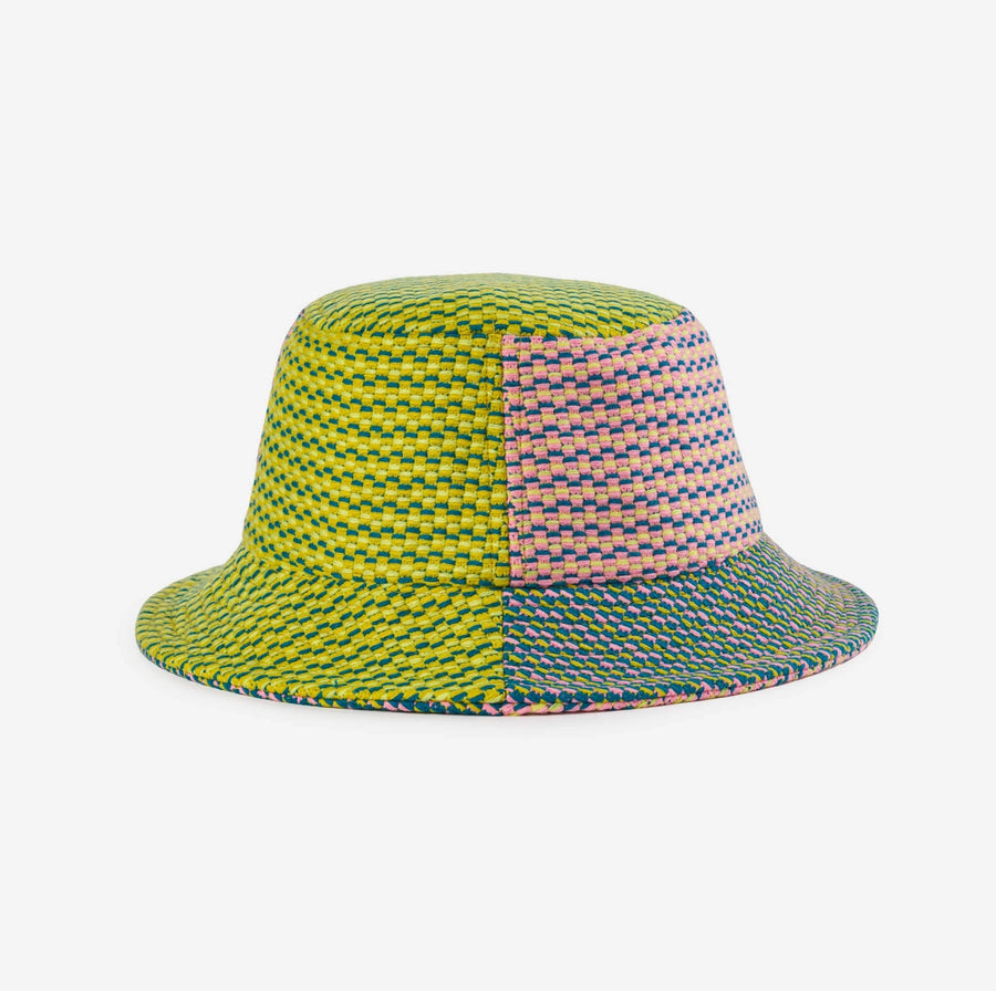 Dashes Knit Bucket Hat - Green Pink