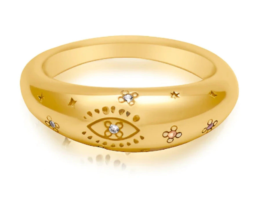 Evil Eye Stacking Dome Ring