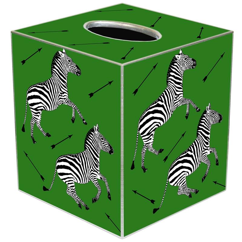 Zebra Trot On Green Tissue Box Cover