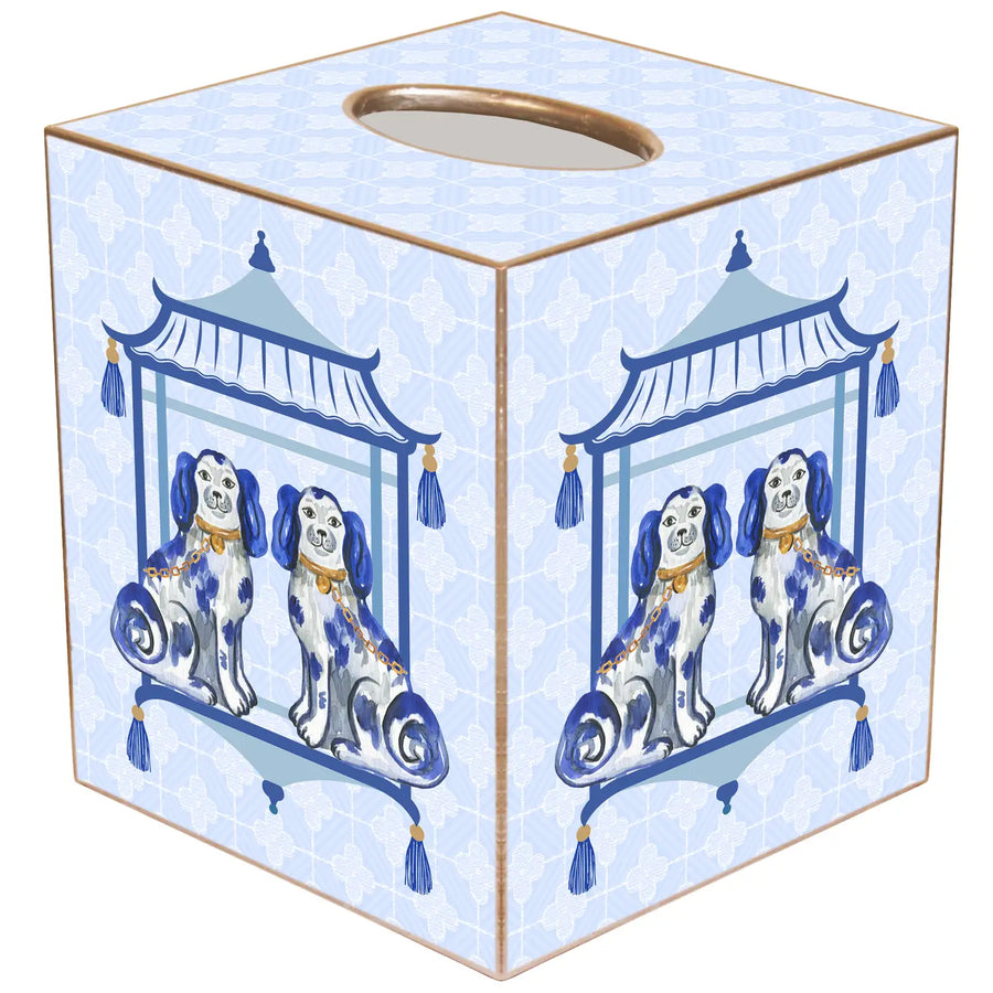 Staffordshire Dogs Blue Background Tissue Box Cover
