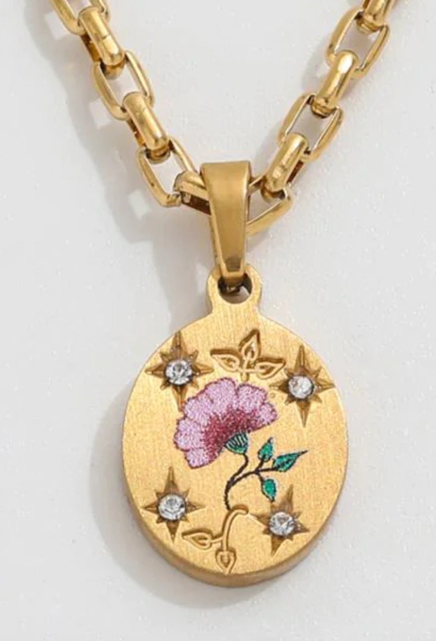 Enamel Poppy Talisman Necklace