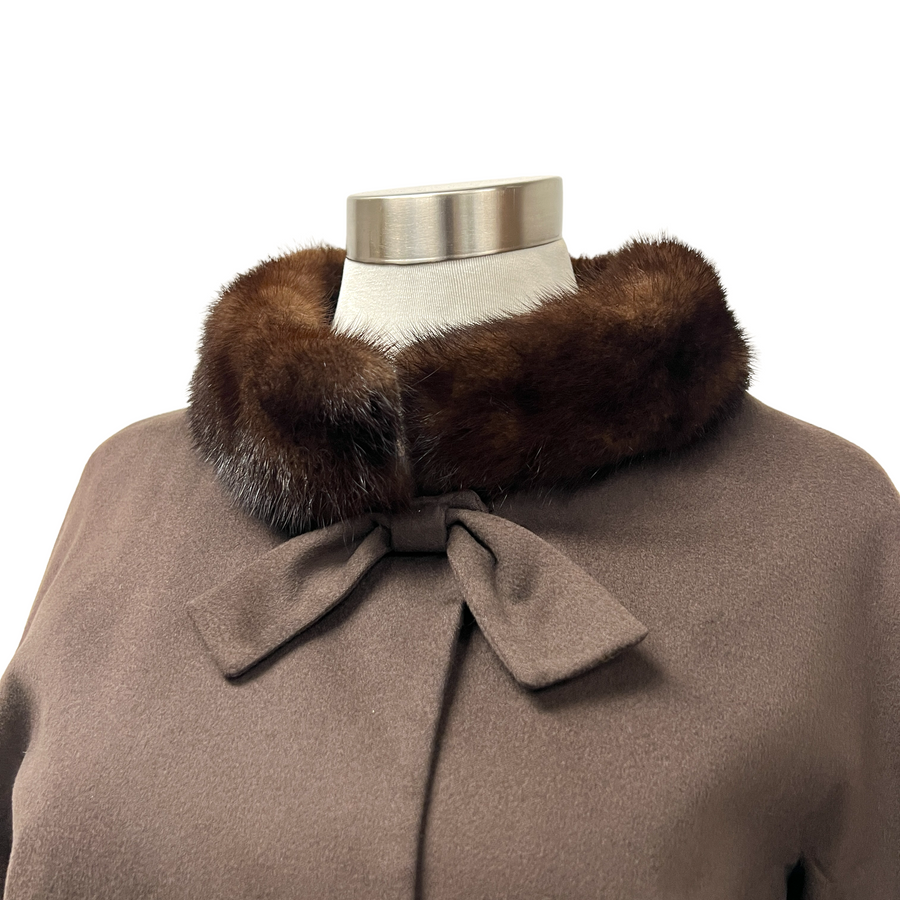 Lilli Ann Brown Wool Suit with Fur Collar